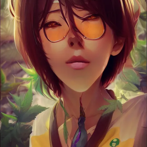 Prompt: An anime portrait of marijuana by Stanley Artgerm Lau, WLOP, Rossdraws, James Jean, Andrei Riabovitchev, Marc Simonetti, and Sakimichan, tranding on artstation