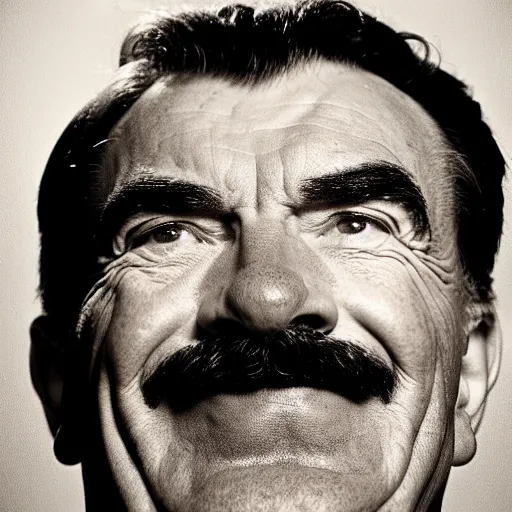 Image similar to tom selleck portrait photograph by chuck close