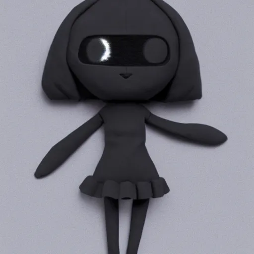Image similar to cute fumo plush of a shadow girl made from vantablack, vray