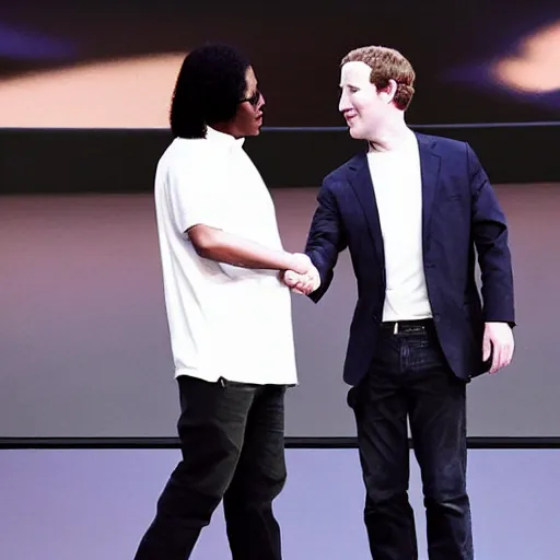 Image similar to mark zuckerberg and michael jackson shaking hands