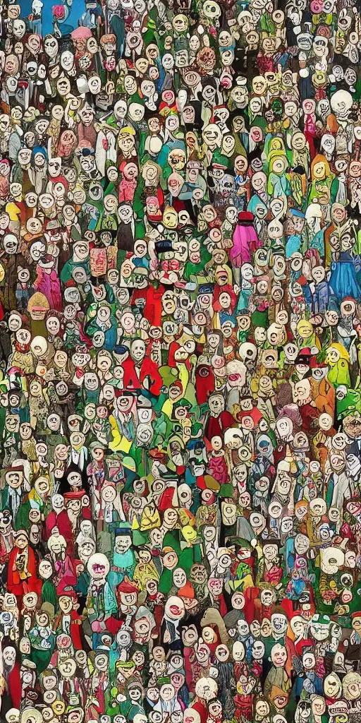 Image similar to a vintage easter parade by alexander jansson and where's waldo