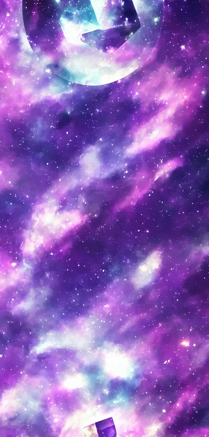 Image similar to purple-tinted Ethereum space iPhone wallpaper, anime style