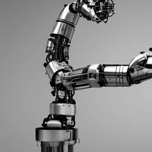 Image similar to robotic arm hyperrealism art, datacenter web servers