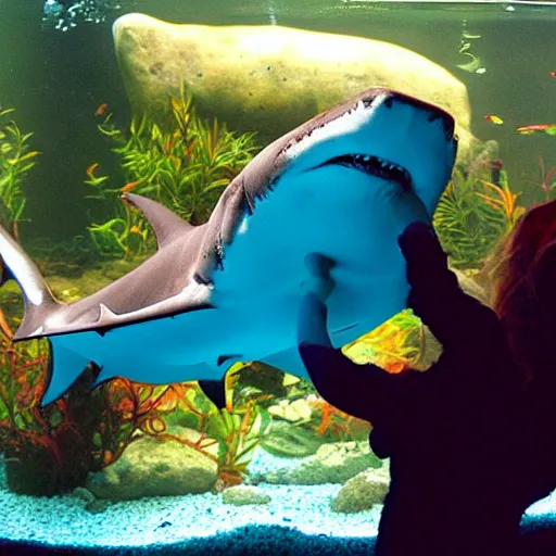 Image similar to huge shark in small aquarium