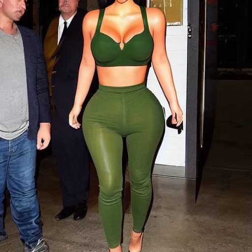 Prompt: full shot of kim kardashian dressed in military, backround: Irish flag, ambient lighting, full body shot, full-shot, highly detailed, trending on Instagram,