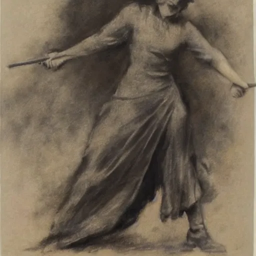 Image similar to ww 1 action heroine by alfred stevens in charcoal