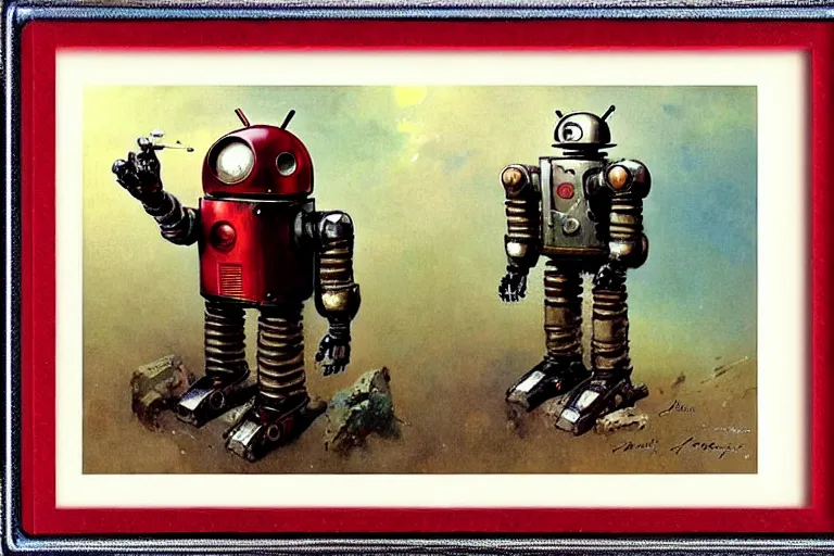 Prompt: adventurer ( ( ( ( ( 1 9 5 0 s retro future robot android picture frame. muted colors. ) ) ) ) ) by jean baptiste monge!!!!!!!!!!!!!!!!!!!!!!!!! chrome red