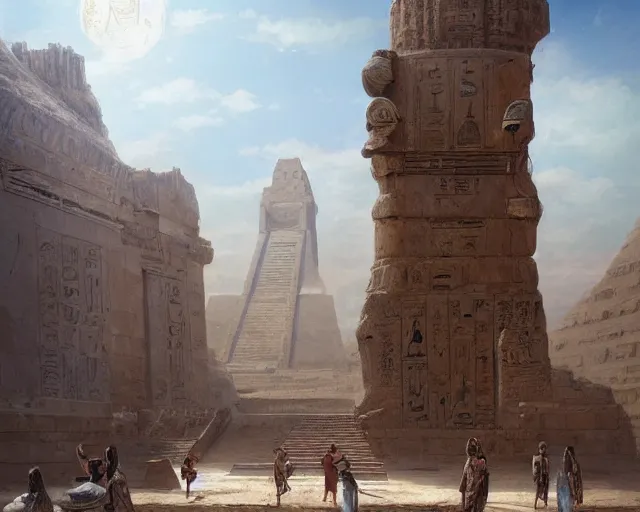 Image similar to great ancient Egyptian city, a fantasy digital painting by Greg Rutkowski and James Gurney, sci-fi, anime, trending on Artstation, highly detailed