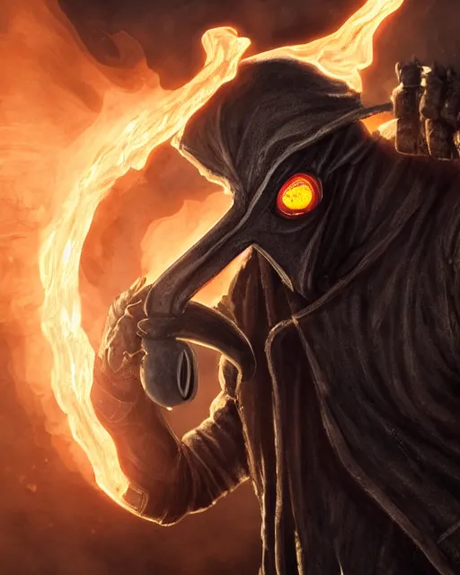 Image similar to a plague doctor as ghost rider, warframe armor, rough drawing, symmetric, dreamy, half burnt plague doctor mask, fireeyes, charlize theron, detailed, old style platform, desert, experiment, 4 k, ultra - realistic, epic lighting, illuminated, cinematic, masterpiece, art by akihito tsukushi, voidstar