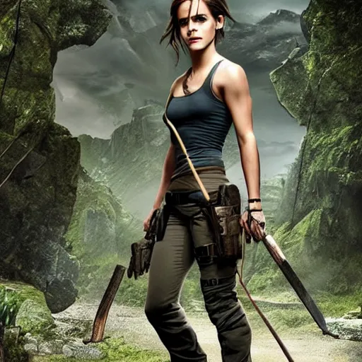 Prompt: Emma Watson as Lara Croft