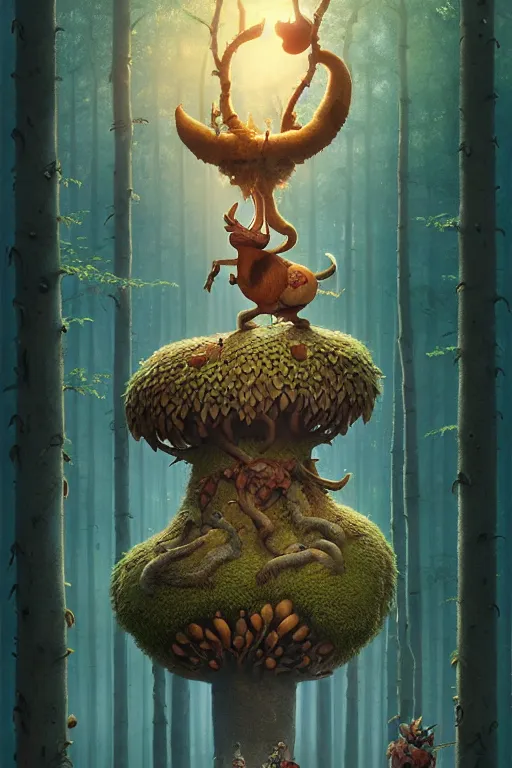 Image similar to round antropomorphic acorn forest adventure movie, cerebri movie poster, by james jean, greg rutkowski, anato finnstark. pixar. hyper detailed, 5 0 mm, award winning photography