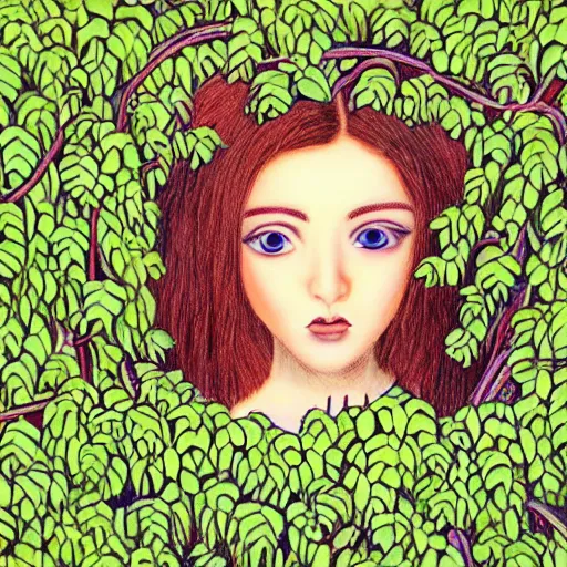 Image similar to giant eyes surrounded by blooming vines