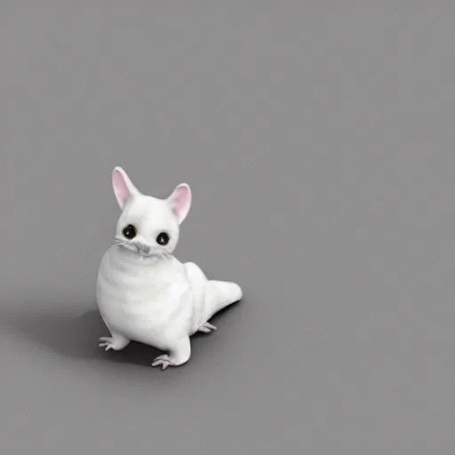 Image similar to very tiny chincilla, polymer 3 d clay render, 4 k uhd, white background, isometric top down left view, diffuse lightning, zoomed out very far