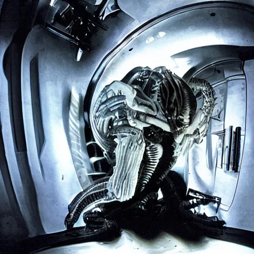 Image similar to a xenomorph inside an mri. alien : resurrection movie photograph.