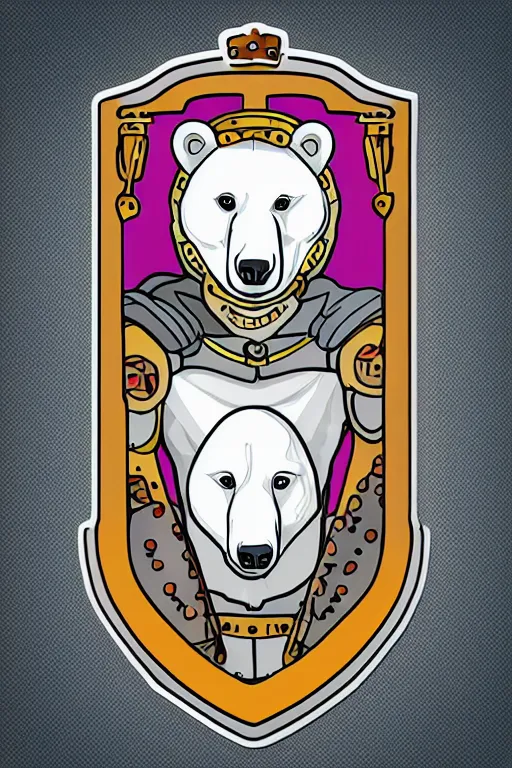 Image similar to Portrait of a polar bear in medieval armor, knight, medieval, sticker, colorful, illustration, highly detailed, simple, smooth and clean vector curves, no jagged lines, vector art, smooth