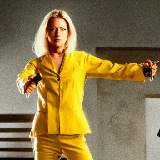 Image similar to Giorgia Meloni in Kill Bill from Quentin Tarantino