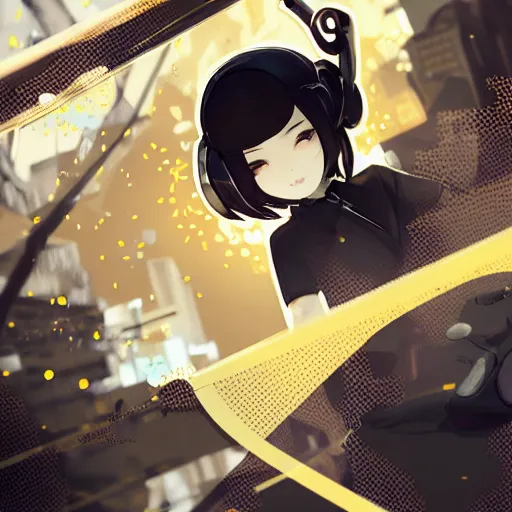 Prompt: luxury advertisement, black and golden colors. highly detailed post-cyberpunk sci-fi close-up schoolgirl in asian city in style of cytus and deemo, mysterious vibes, by Ilya Kuvshinov, by Greg Tocchini, nier:automata, set in half-life 2, beautiful with eerie vibes, very inspirational, very stylish, surrealistic, perfect digital art, mystical journey in strange world, bastion game