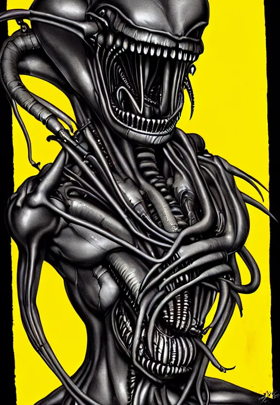 Image similar to one famous person, simple, simplicity, subgenius, x - day, weird stuff, occult stuff, knives, giger ’ s xenomorph, illuminati, bright colors, hyperrealism, studio lighting