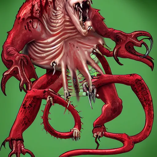 Image similar to big butcher anthropomorphic male lizardfolk posing scarily, scary angry pose, covered in blood, fresh kill, cleaver, in a cave, earie setting, lovecraft, eldritch, horror, hyperdetailed, furaffinity, anthro art