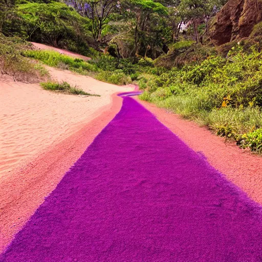 Image similar to purple road on a red sand beach