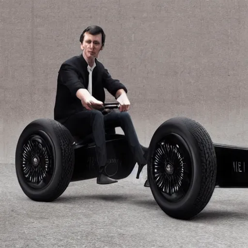 Prompt: nikola tesla designs hover tricycle, akira