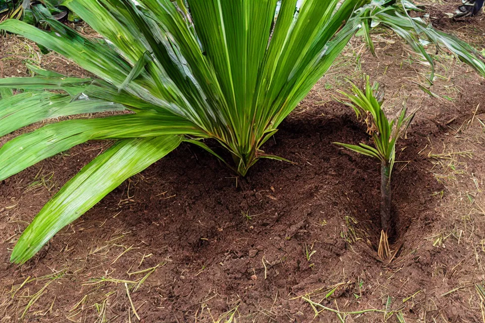 Image similar to a huge palm poking out of the ground, pegricter.
