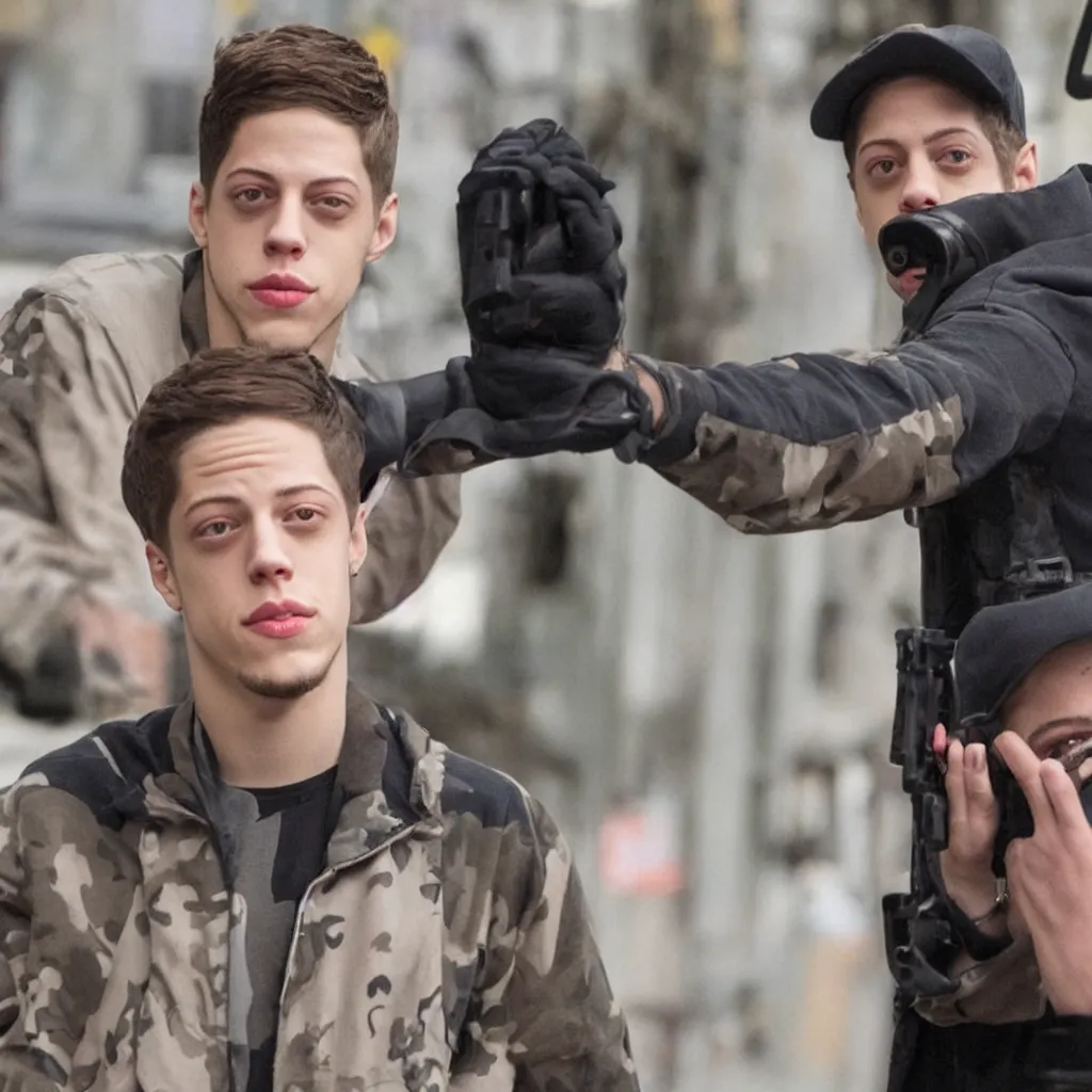 Prompt: pete davidson in an action movie