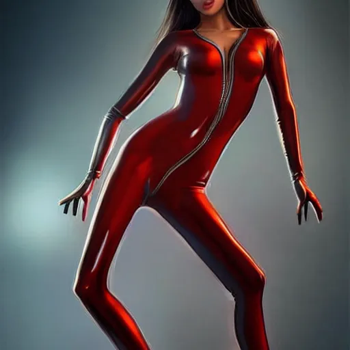 Prompt: promotional photo of a gorgeous young woman in a catsuit in the style of stefan kostic, she is presenting a car designed like a cat, realistic, sharp focus, 8k high definition, insanely detailed, intricate, elegant, art by stanley lau and artgerm,