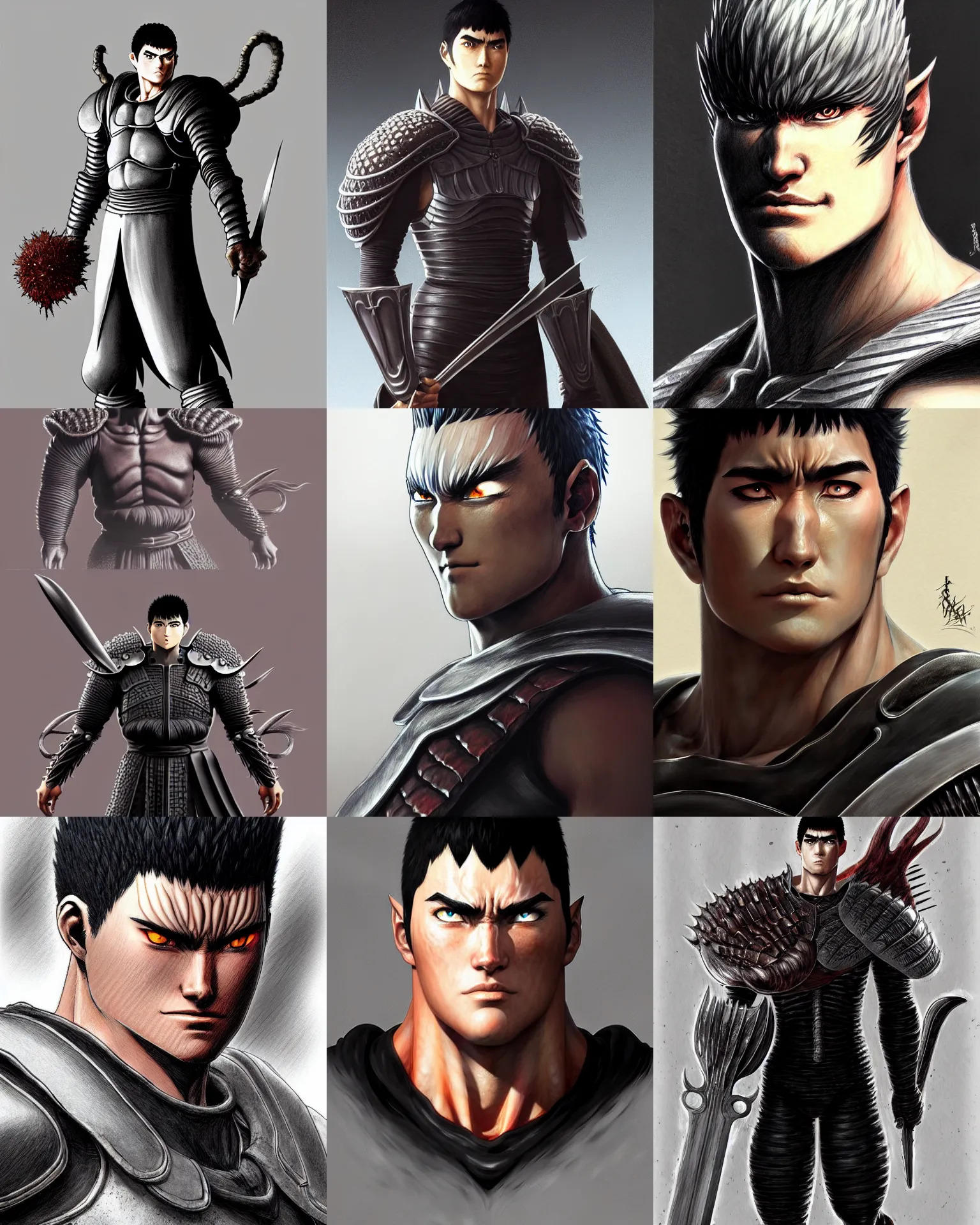 Prompt: character concept art of guts from berserk | | distinct - fine, key visual, realistic shaded perfect face, fine details by stanley artgerm lau, wlop, rossdraws, james jean, andrei riabovitchev, marc simonetti, sakimichan, and jakub rebelka, trending on artstation