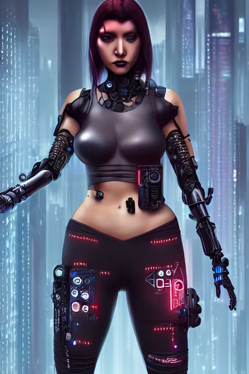 Image similar to portrait of a cyberpunk V1 woman with biomechanichal parts by Artgerm, 35mm focal length, hyper detailled, 4K
