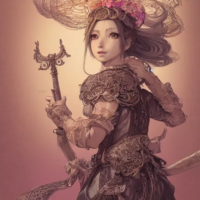 Image similar to the portrait of neutral good colorful female cleric bard as absurdly beautiful, gorgeous, elegant, young gravure idol, an ultrafine hyperdetailed illustration by kim jung gi, irakli nadar, intricate linework, sharp focus, bright colors, octopath traveler, final fantasy, unreal engine 5 highly rendered, global illumination, radiant light, detailed and intricate environment