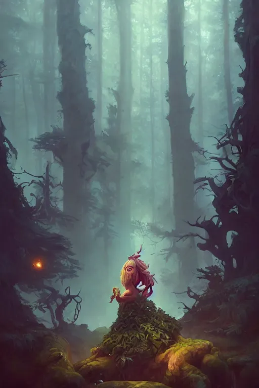 Prompt: a beautiful hyperrealistic painting of a forest troll by peter mohrbacher, gigantic, octane render, brilliantly coloured, intricate, ultra wide angle, trending on artstation, dusk, volumetric lighting, polished, micro details, ray tracing, 8k