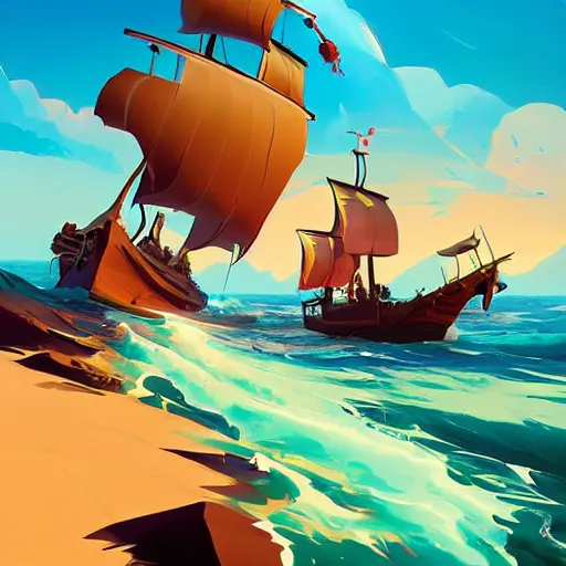 Image similar to painting treasure on sea of thieves game smooth median photoshop filter cutout vector, behance hd by jesper ejsing, by rhads, makoto shinkai and lois van baarle, ilya kuvshinov, rossdraws global illumination