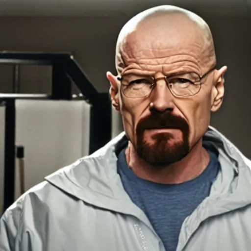 Prompt: walter white in exercise video