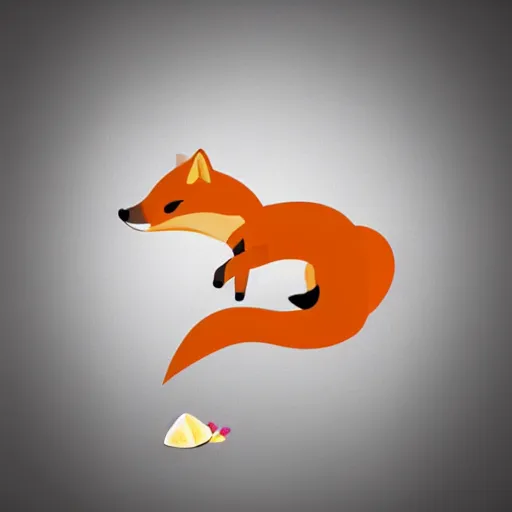 Image similar to minimalistic cute fox eating a fish, 2 d render, pastel