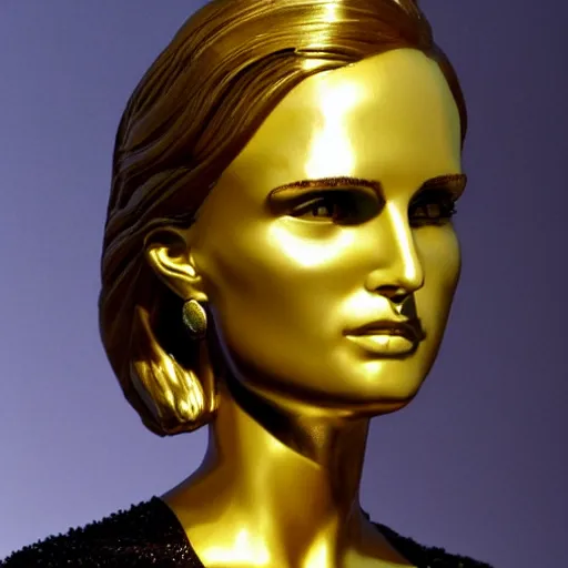 Image similar to golden sculpture of natalie portman