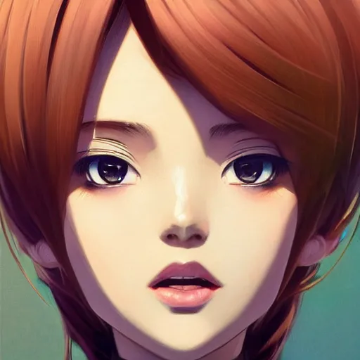 Image similar to A potrait of a bot with big and cute eyes, fine-face, realistic shaded perfect face, fine details. Night setting. Very anime style. Realistic shaded lighting poster by Ilya Kuvshinov katsuhiro, magali villeneuve, artgerm, Jeremy Lipkin and Michael Garmash, Rob Rey and Kentarõ Miura style, trending on art station