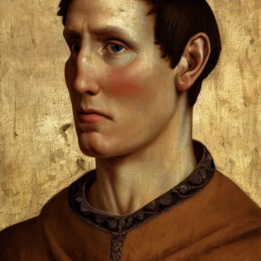 Image similar to Jerma985 in Ancient Rome, detailed, highly detailed, heroic, epic, complex, very detailed, realistic, HD quality, 8k resolution, body and headshot, Oil Painting, Italian Renaissance Painting of Jerma985, Italian Renaissance Painting Style, Renaissance Painting Style, Painting, Trending on Artstation