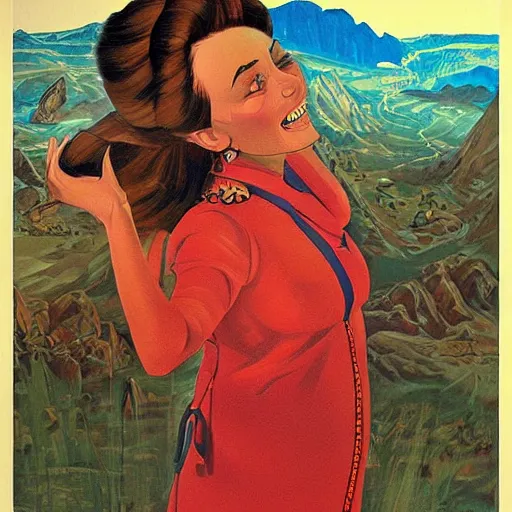 Image similar to a detailed and complex, highly detailed, concept art, soviet propaganda poster depicting a pregnant woman. painting by irakli toidze,