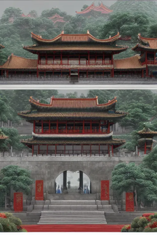 Prompt: Resplendent Chinese style palace, cg big scene, virtual engine, octane rendering