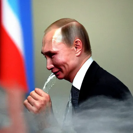 Image similar to putin pouring water on his eyes