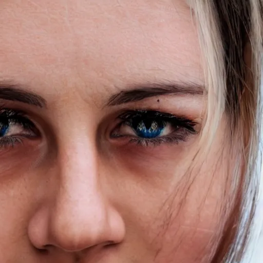 Image similar to an extreme close up photo of a Ukrainian woman, in her early 20s