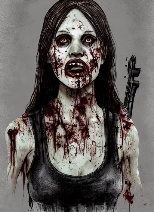 Prompt: character concept art for female lead in zombie horror movie