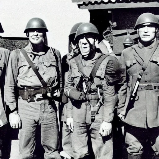 Image similar to thanos with american soldiers during ww2