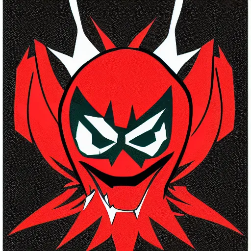 Image similar to Spawn by Todd-MacFarlene, SVG, Vector sticker, flat colors, full-body, uncropped, white-space-surrounding-subject