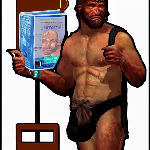 Prompt: saint homo neanderthalis with science bible on hand, gta chinatown wars art style, hyperrealistic, rgba colors, remove duplicate content, justify contents center.