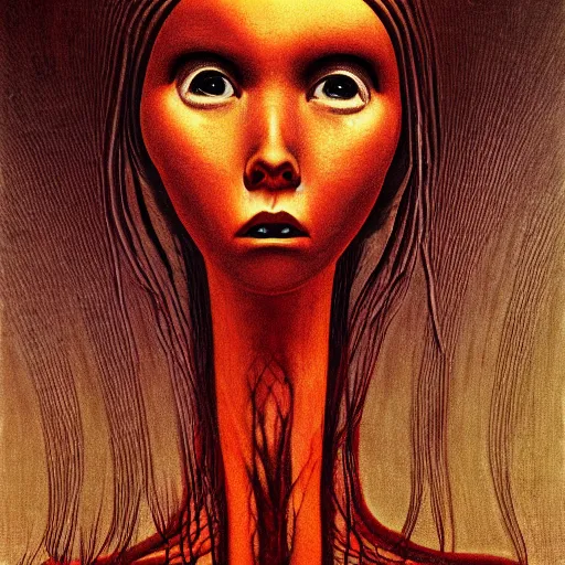 Image similar to tomie by junji ito in the style of zdzisław beksiński and h.r. giger, oil on canvas, intricately detailed artwork, full 8k high quality resolution, recently just found unknown masterpiece, renaissance painting, photorealism, 8k high detail, Sigma 85 mm f 1.4, Studio Light, Studio Ghibli