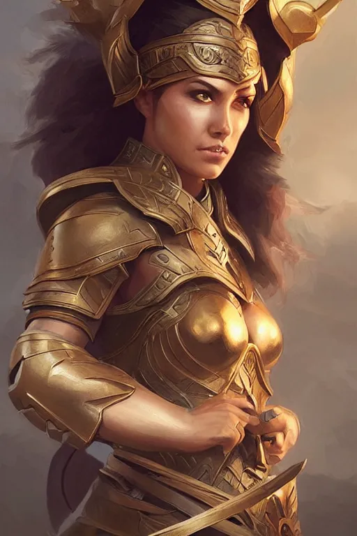 Image similar to amazon valkyrie athena, d & d, fantasy, portrait, highly detailed, headshot, digital painting, trending on artstation, concept art, sharp focus, illustration, art by artgerm and greg rutkowski and magali villeneuve