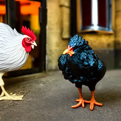 Prompt: a chicken smoking a cigarette in an Aberdeen pub 35mm 4k photoshoot moody dark dingy highly detailed accurate and photorealistic