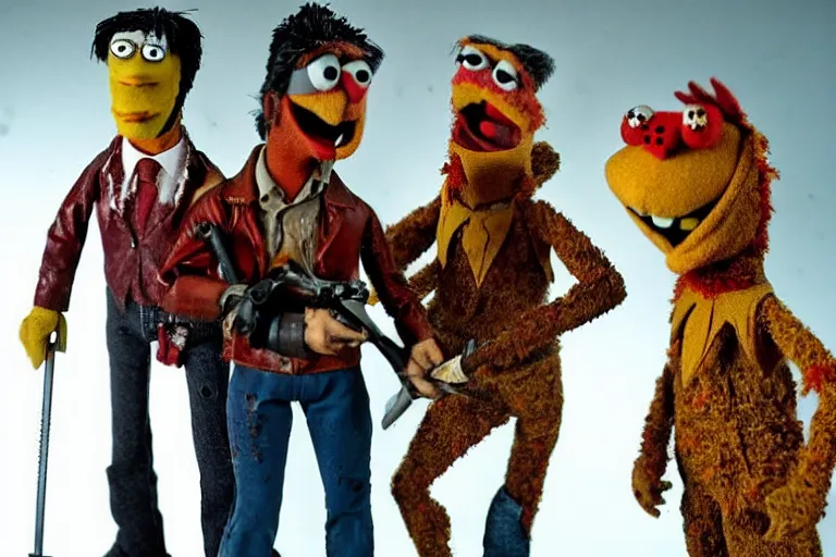 Image similar to Bruce Campbell as Ash in Evil Dead muppets